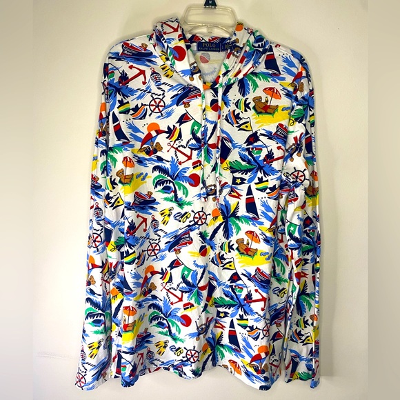 Polo Ralph Lauren Other - Polo Ralph Lauren Tropical Bear Island Hoodie Shirt Beach Preppy Large